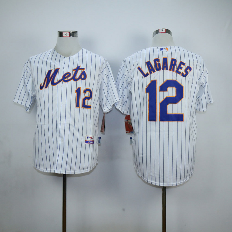Men New York Mets #12 Lagares White MLB Jerseys